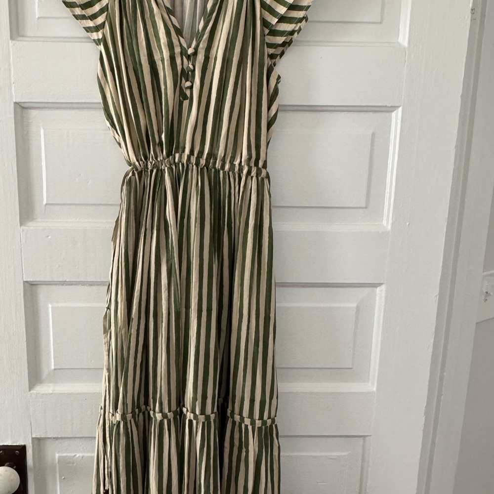 Striped Green and White Women's Dress